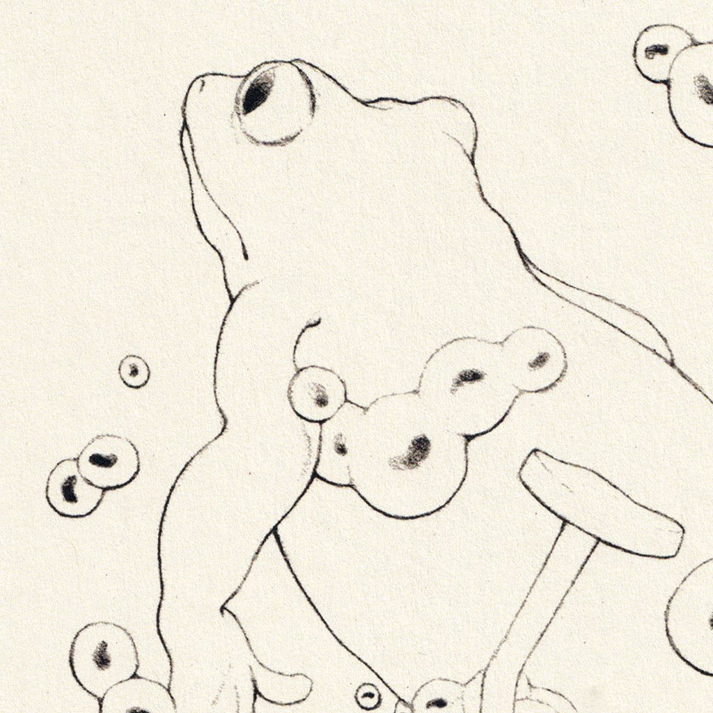 Frosch mit Laich und Nägeln